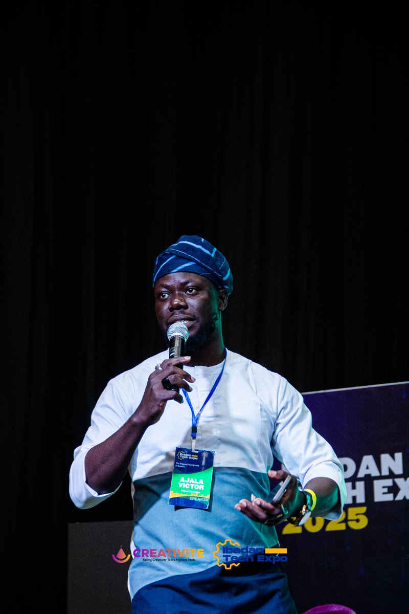 thecreativite's tweet photo. Brilliance in motion ⚡
@ajalavictor_avs took the stage at #IbadanTechExpo2025, sharing insights on Beyond Aesthetics — Designing for Clarity, Emotion &amp; Engagement.
Every word a spark. Every idea, a reminder that the future belongs to creatives and techies.
-#thecreativite™ https://t.co/zrP965U4Fv