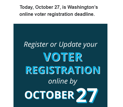 CV4NewcastleWA's tweet photo. If you're not registered to vote, you still have time! Your ballot is your voice, don't waste it! https://t.co/pSoXmsQqPH