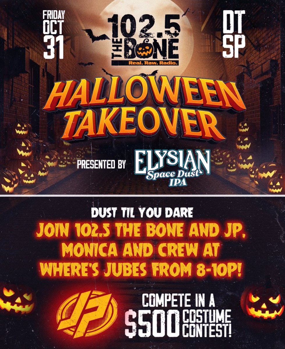 billsfanmonica's tweet photo. Not sure why there were so many #Halloween parties last weekend when the actual holiday is THIS FRIDAY and @1025TheBone is having the only real party that matters!
🎃👋🏽👻🍻💃🏾 #seeyathere https://t.co/2JLRqgRIQ6