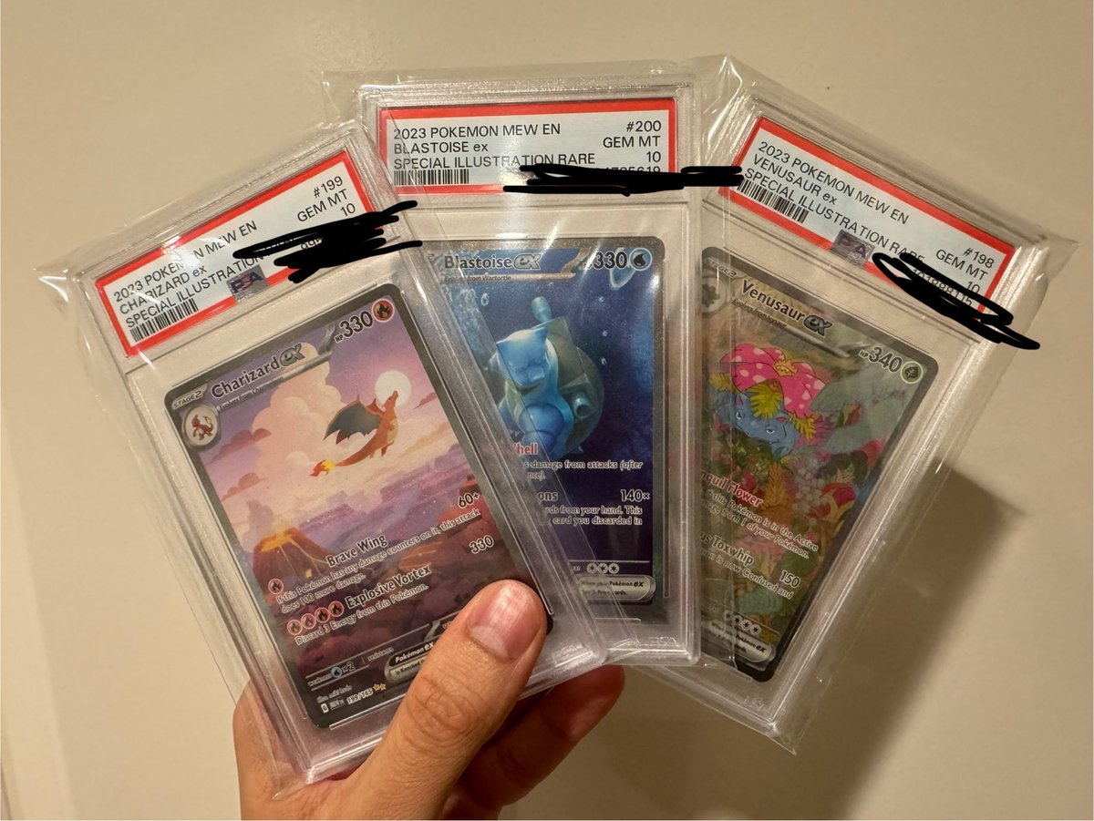 151 Starter Trio PSA 10s

Charizard: $1200
Blastoise: $450
Venusaur: $400

All prices include S&amp;H and PayPal G&amp;S

Open to offers and trades so please DM.

Will ship Tuesday and can hand deliver in SoCal. 

RTs Appreciated. Thank you!!