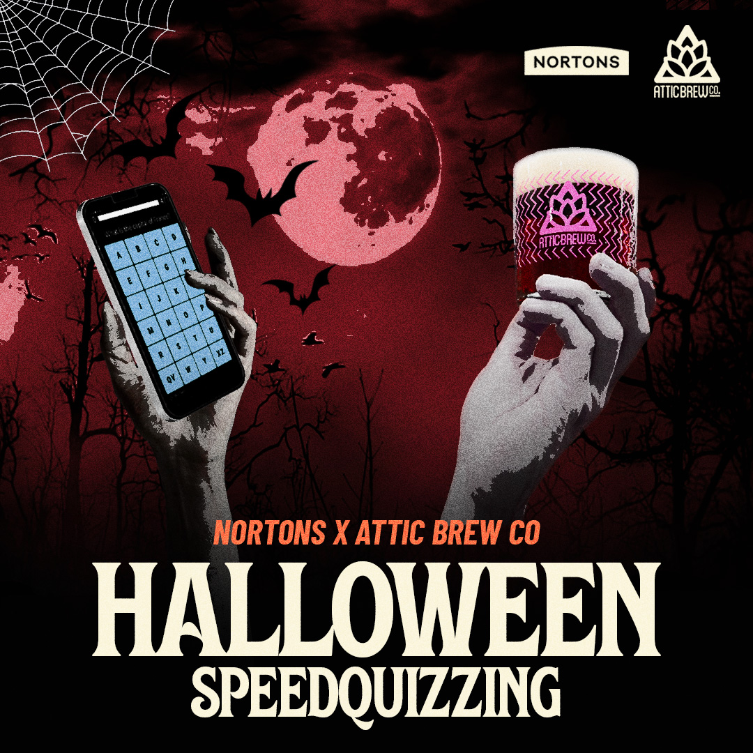 nortons_digbeth's tweet image. This Thursday, join us for Halloween Speedquizzing with @AtticBrewCo! 🍺 £50 bar tab up for grabs, plus a £50 case of beer! 🕸️ Spot prizes &amp;amp; scary fancy dress encouraged! #QuizOrTreat #Speedquizzing #Halloween #AtticBrewCo #BirminghamEvents