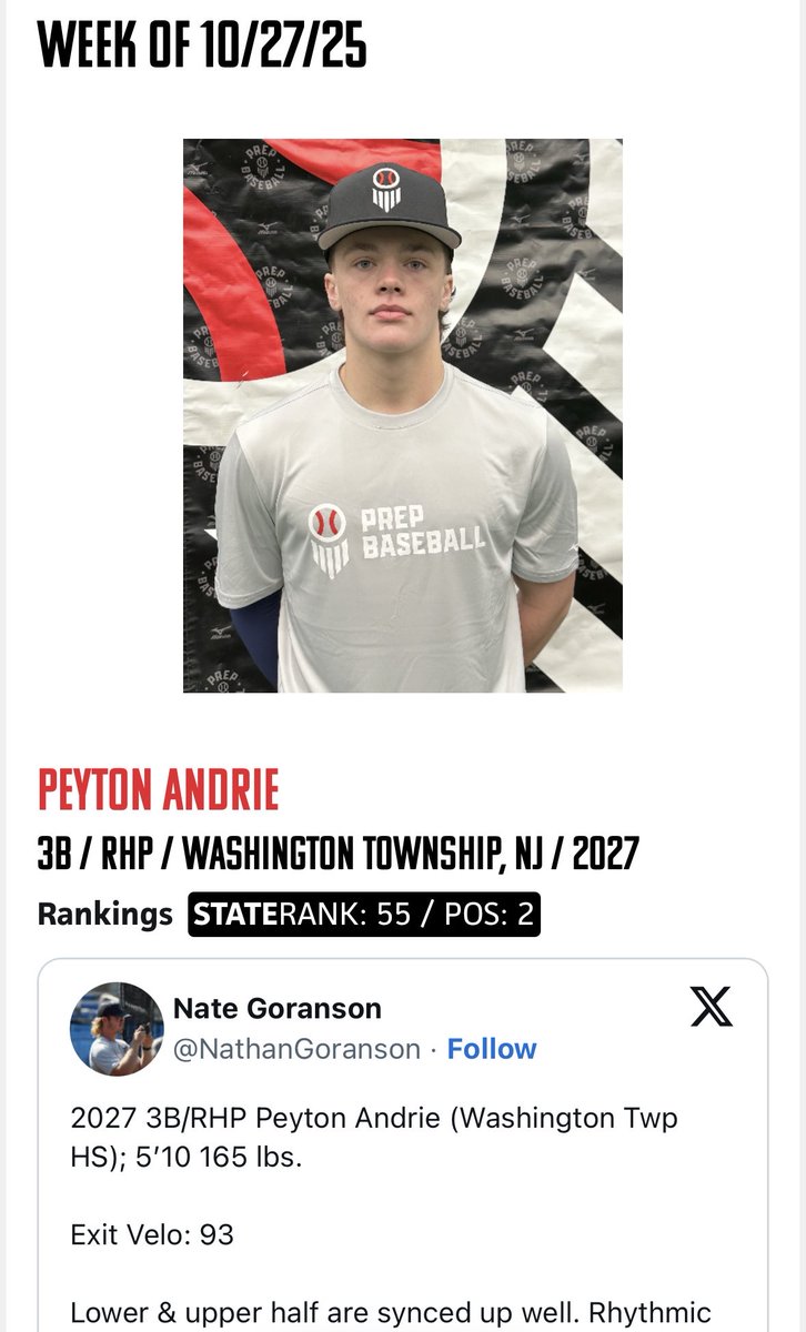 _pandrie8's tweet photo. Thank you @PrepBaseballNJ 
#uncommitted https://t.co/cK0GH99ljB
