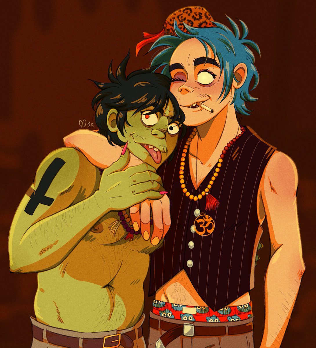 ggabbaghoull's tweet image. smoke break on set #2doc #gorillaz #themountain