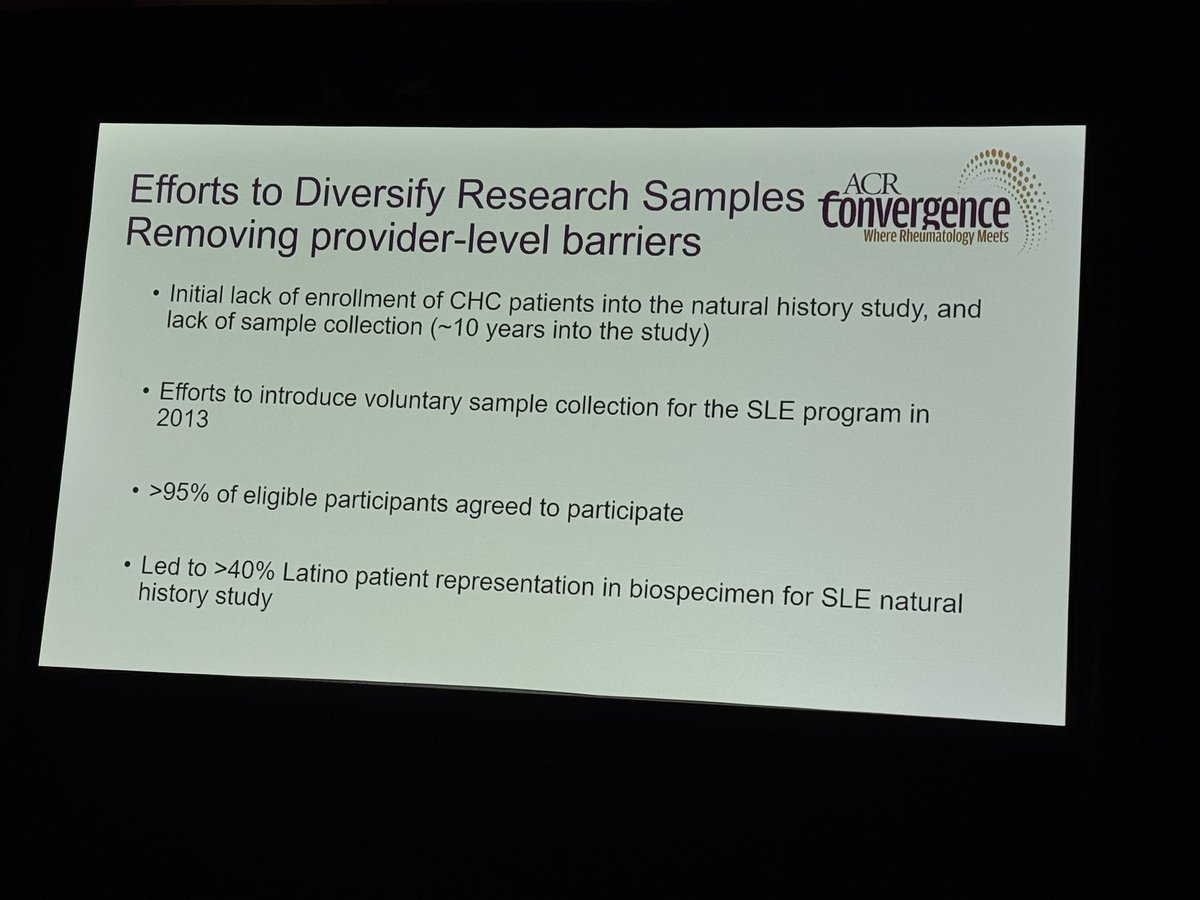 Dr. Martha Delgado gave a great #ACR25 presentation focused on improving patient participation in clinical trials in Latino communities. She shared barriers for both patients &amp; providers as well current efforts to remove barriers. 

#LADAorg  #LupusChat