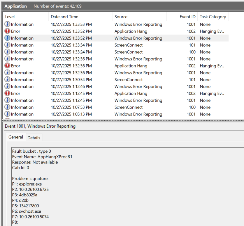 Are my Windows Explorer/New Outlook/Teams/Discord app-hang woes related to ScreenConnect/ConnectWise Control? I don't have a smoking gun, but it's hard to ignore the pattern.