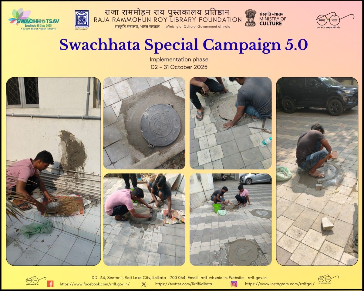 RrrlfKolkata's tweet image. Under #SwachhataSpecialCampaign5.0, repair and maintenance work is being carried out at @RrrlfKolkata to ensure a safe and clean environment.
#BooksforAll
#LibrariesforAll