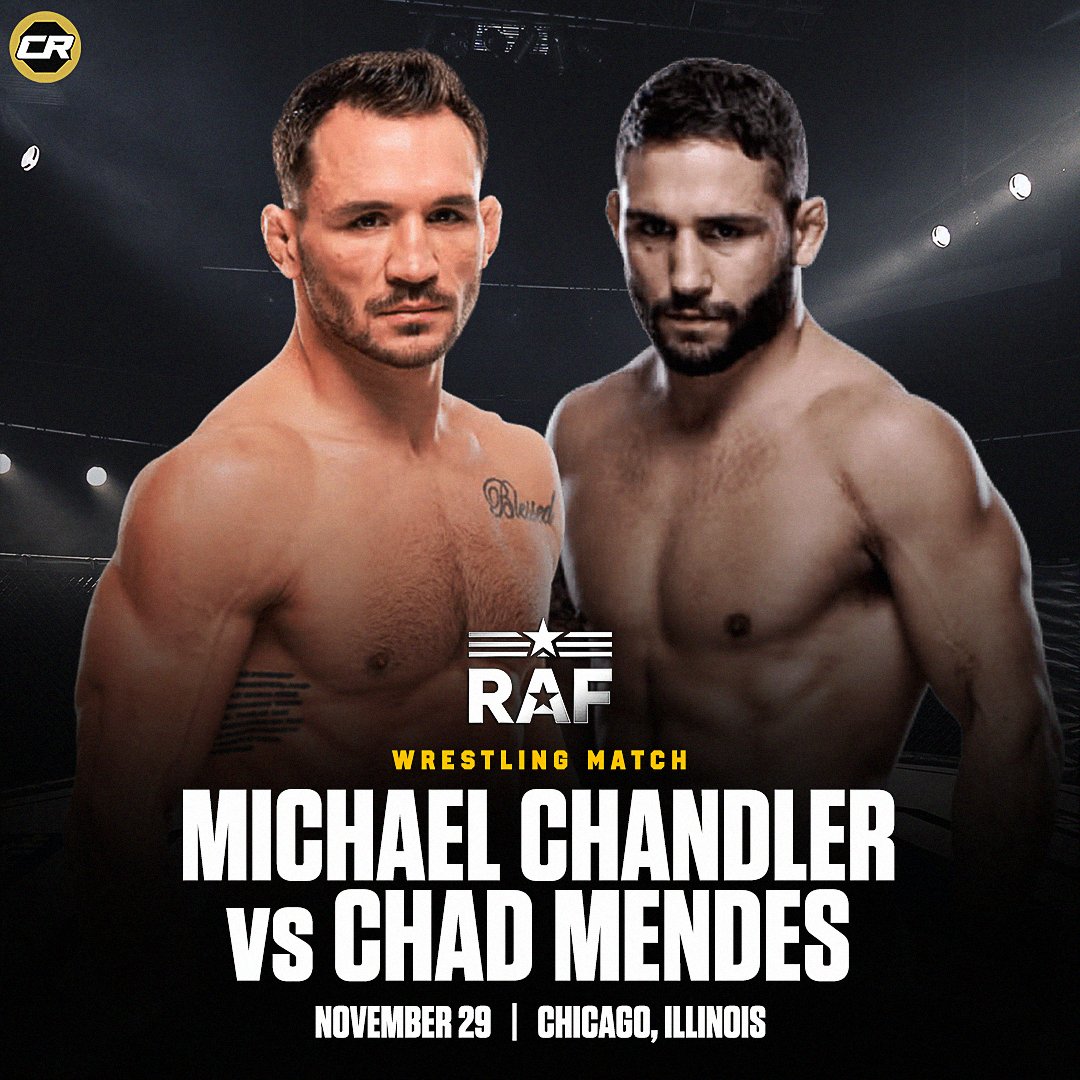 🚨 Michael Chandler vs Chad Mendes wrestling match is set for the main-event of #RAF03 

(via <a href="/RAFWrestlingUSA/">Real American Freestyle</a>)