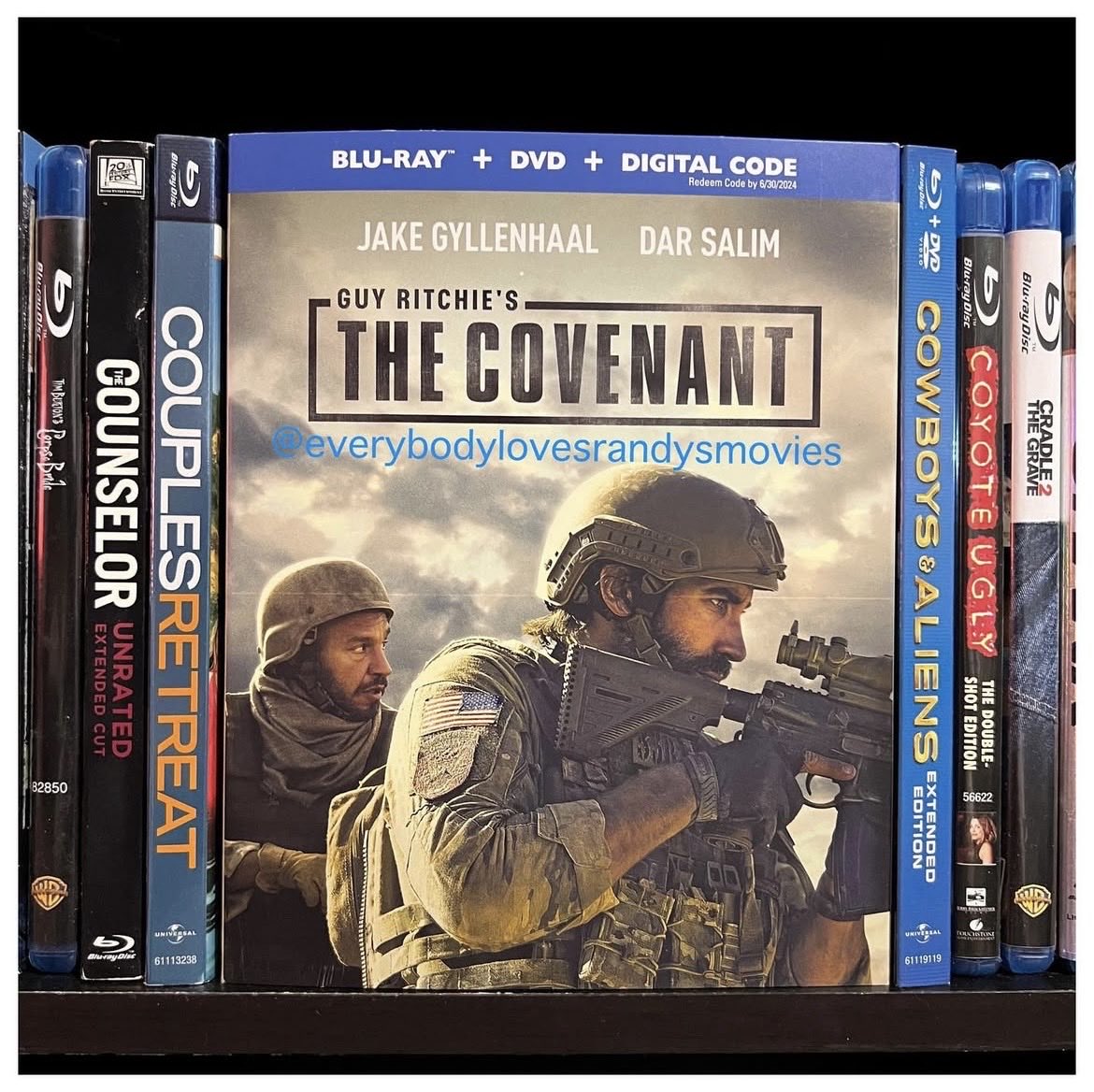 RandysMovies's tweet photo. Movie: #TheCovenant (2023) 

Starring: #JakeGyllenhaal #DarSalim #SeanSagar #JasonWong #RhysYates #ChristianOchoaLavernia #BobbySchofield #EmilyBeecham #JonnyLeeMiller #AlexanderLudwig #JamesNelsonJoyce #AntonyStarr

Directed By: #GuyRitchie

#BluRay 
#MovieNerd 
#MovieCollector
#BluRayCollection 
#MovieCollection 
#MovieBuff
#PhysicalMedia 
#FilmTwitter 🪖