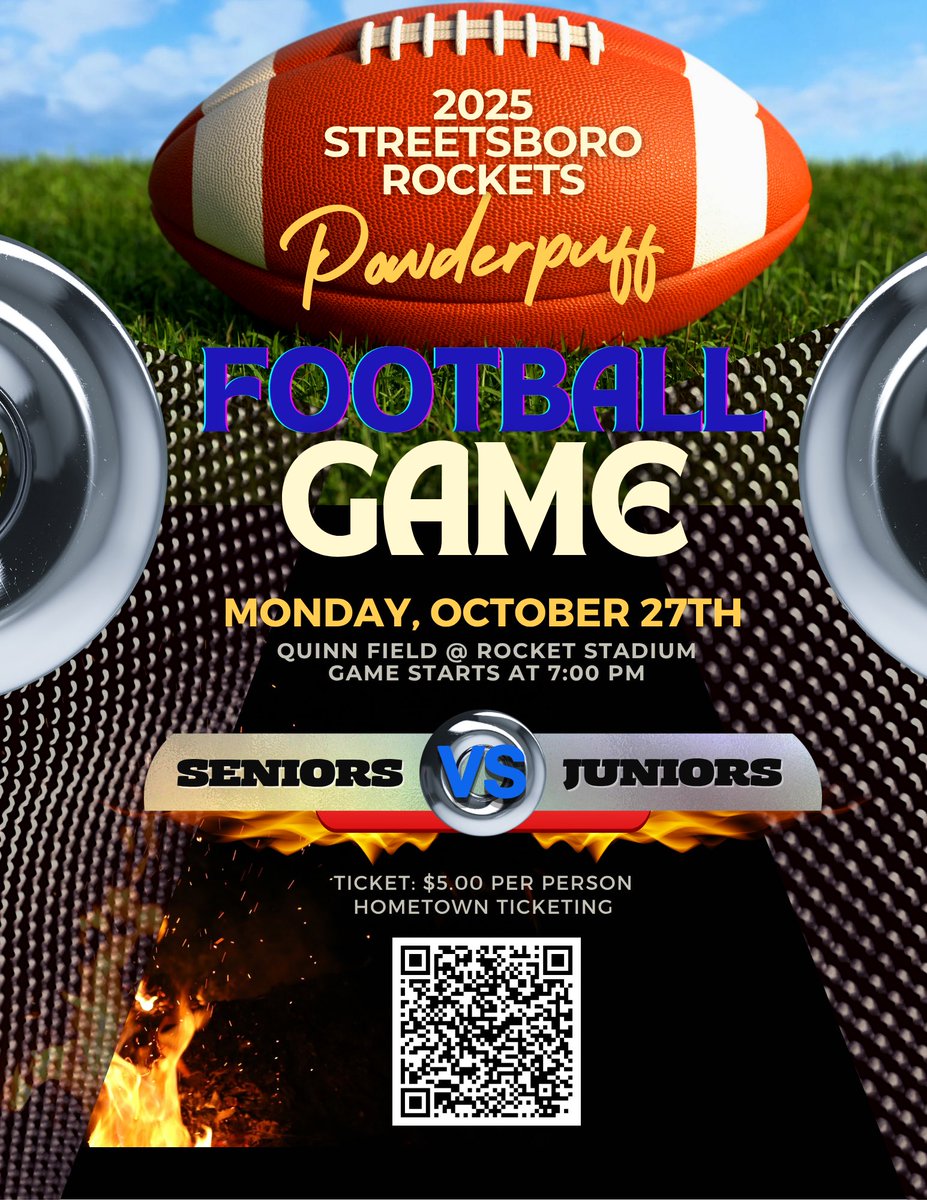 Who do you want to see win it on the field tonight? Juniors vs Seniors at 7:00 PM! Come out and support your favorite class. All money goes to the junior class to help plan prom! <a href="/MrGriffisSHS/">Patrick Griffis</a> <a href="/boroseniors26/">SHS-Senior Class of 2026</a> <a href="/Streetsboro_Sup/">Cynthia Deevers</a>