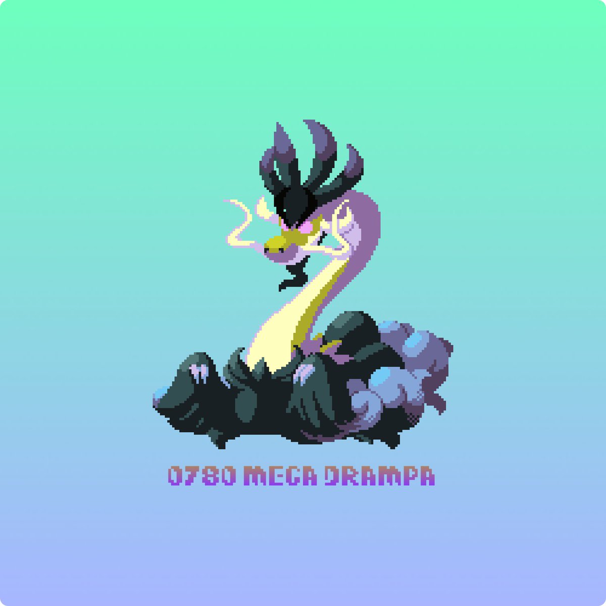 Hellooo!! we start the week with Mega Drampa!! what a fucking cool design!! My Drampa is called Eustaquio, what about yours??

#PokemonZA #pixelart
