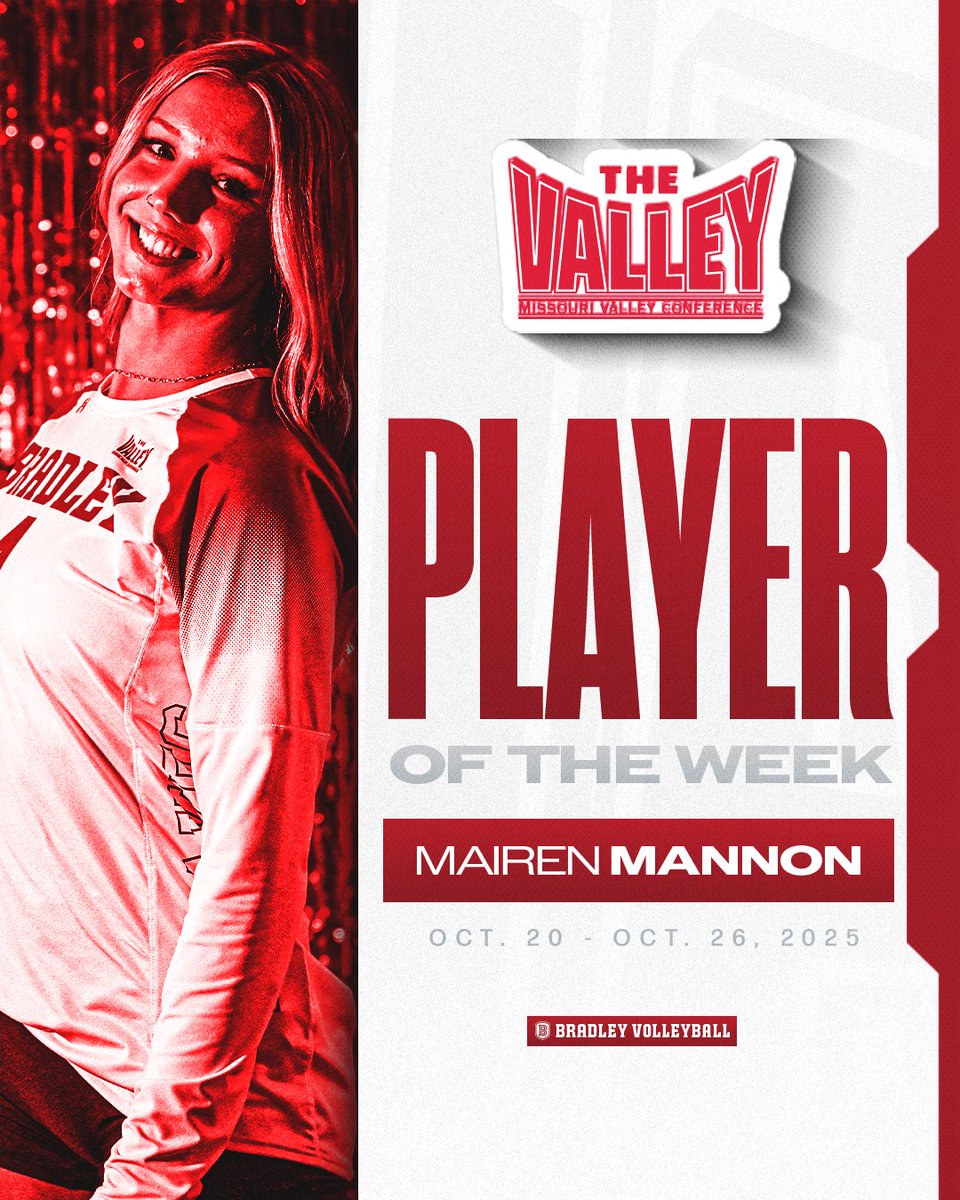 𝐈𝐍 𝐀 𝐋𝐄𝐀𝐆𝐔𝐄 𝐎𝐅 𝐇𝐄𝐑 𝐎𝐖𝐍🏆

Mairen Mannon has been named the MVC Player of the Week for recording 34 kills and hitting .604 on the weekend!