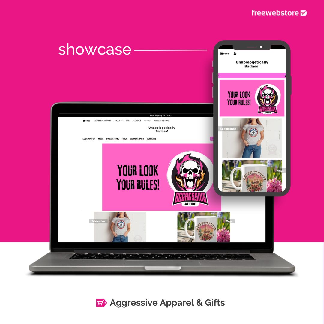 "Aggressive Apparel &amp; Gifts" used our Atlas design to show off their unapologetically badass products