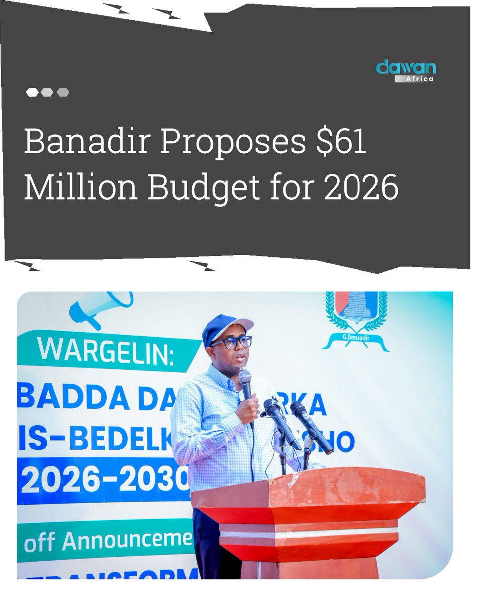 Banadir Proposes $61 Million Budget for 2026 .
Read more : shorturl.at/22dCK
#Somalia