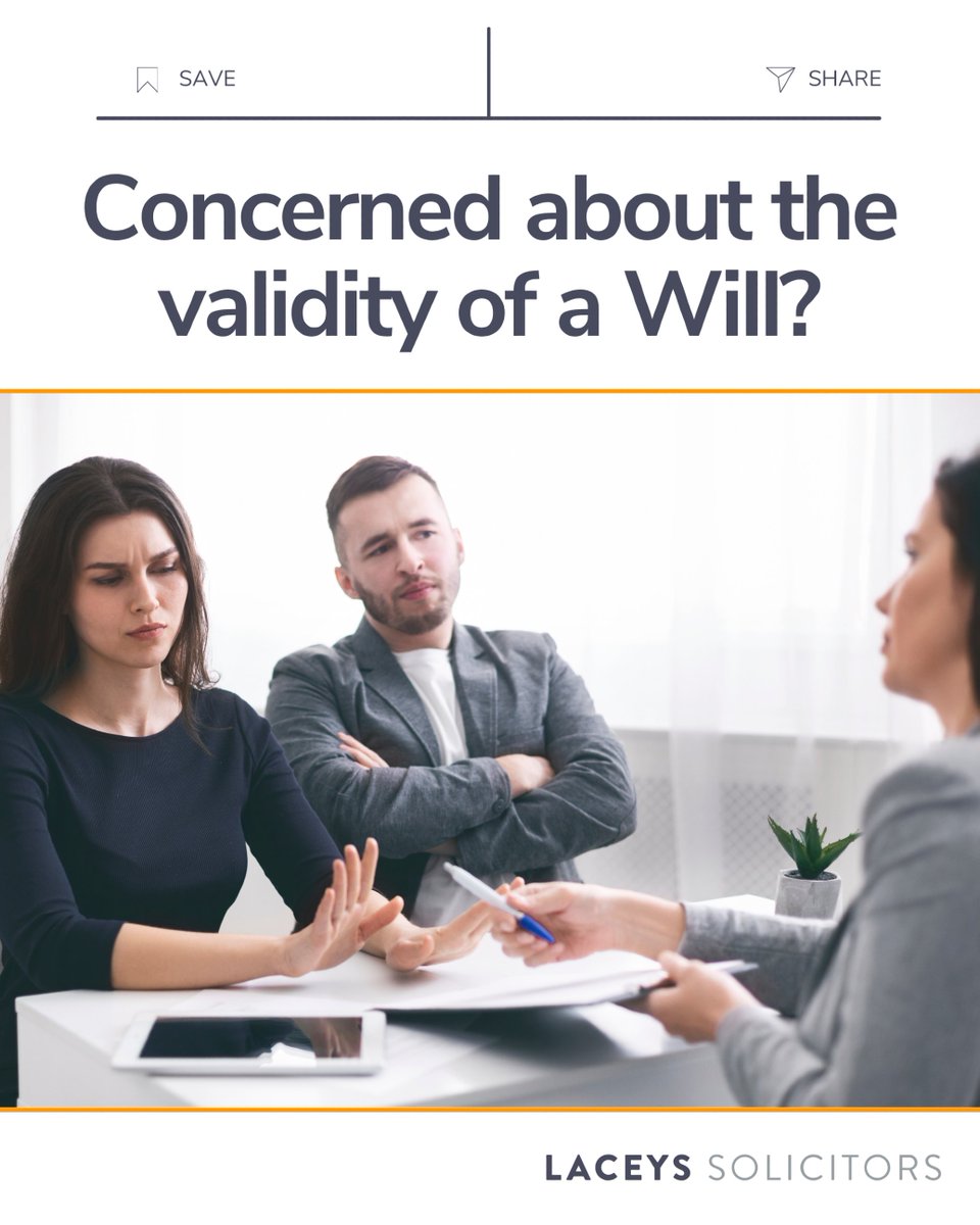 Concerned about the validity of a Will? Whether it's the content, how it was prepared, or whether it was executed correctly, you may have grounds to challenge it.

Contact one of our Inheritance Dispute experts today. bit.ly/4hpBMeU

#wills #legaladvice