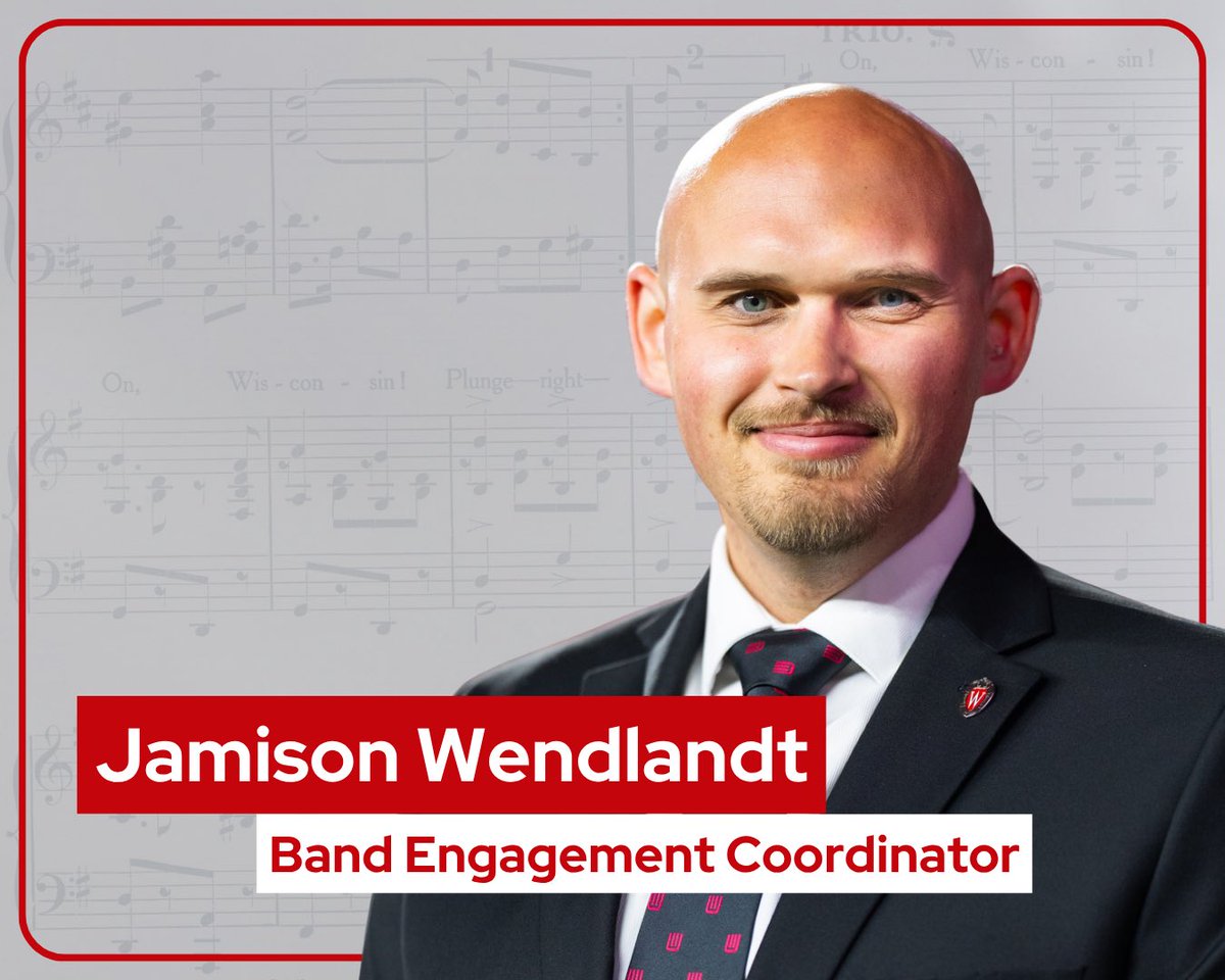🎉 Welcome, Jamison Wendlandt! 🎶

Jamison joins the UW Marching Band as Band Engagement Coordinator, supporting students, fostering leadership, and building our spirited, inclusive community. Let’s give him a warm Badger welcome! ❤️

#EatARock #OnWisconsin