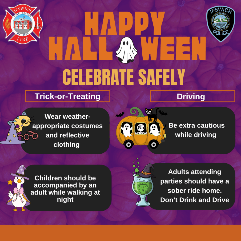 Stay Safe This Halloween!: With Halloween approaching, it is important to consider the potential hazards the holiday brings for participants of all ages. Children should be dressed appropriately for… ipswichfire.com/2025/10/27/sta…