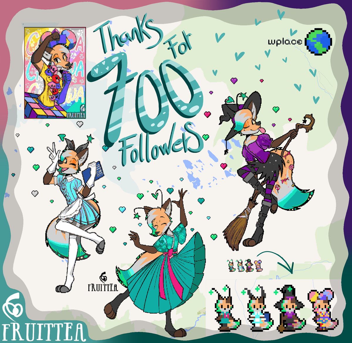 I came back and I saw lots of notifications, thanks for 700 followers!! I'll keep working hard!!❤️🦊🐺🐺🦌🦜