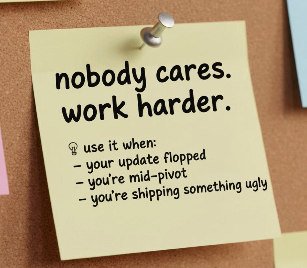 urja_kohli's tweet image. hook 001  
“nobody cares. work harder.”
why it works:  
- hits insecurity and urgency in one line.
- scroll-stopper in 5 words
- this hook rewires your brain to sell the feeling, not the features.
use it when:  
- building in public with no traction  
- calling out entitlement…