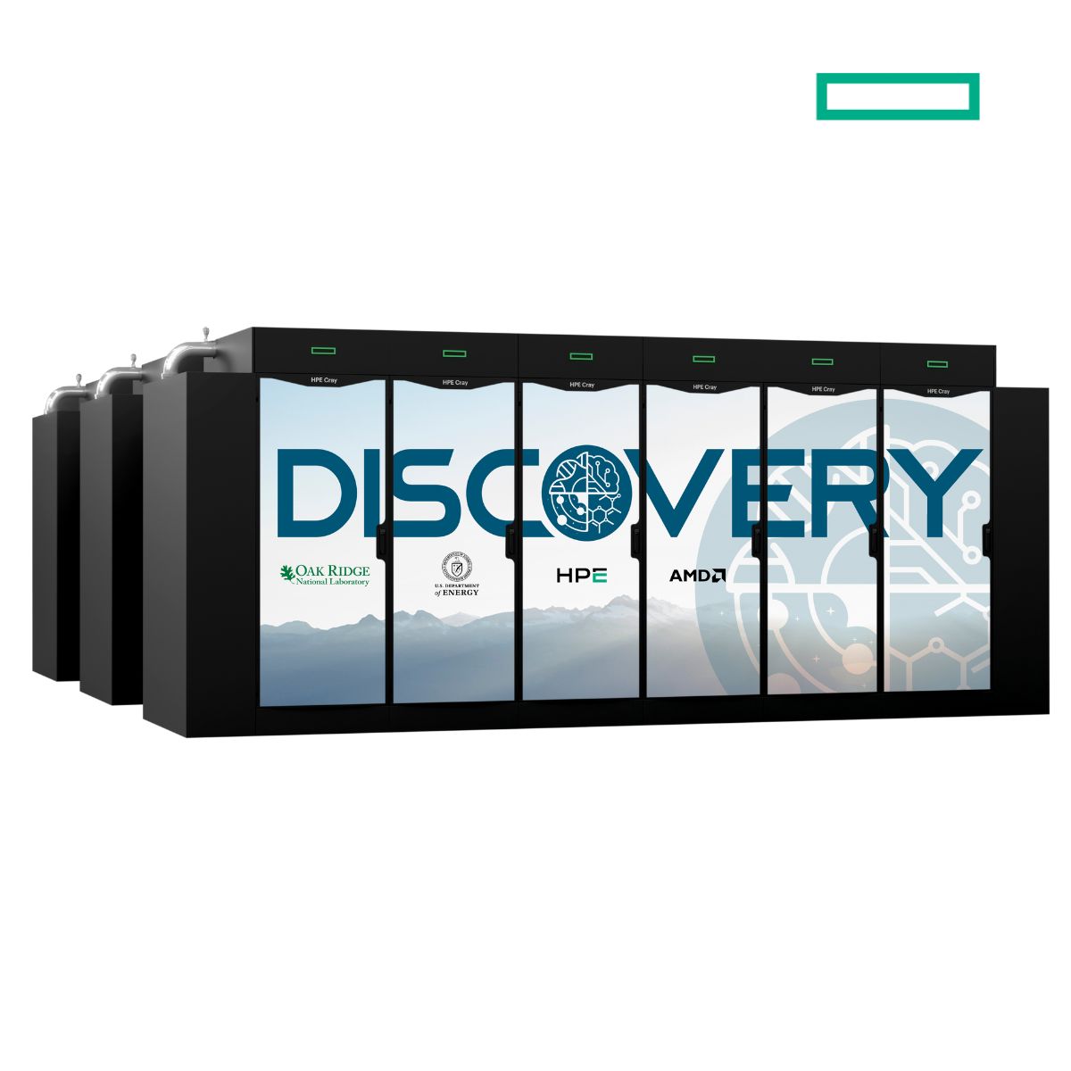 HPE's tweet photo. HPE is partnering with @ORNL to build the next-generation exascale supercomputer “Discovery” and the AI system “Lux.” These systems will drive breakthroughs across industries. Explore the tech that’s pushing science forward. https://t.co/XToiyHPglw https://t.co/1jz5e3wpZ0