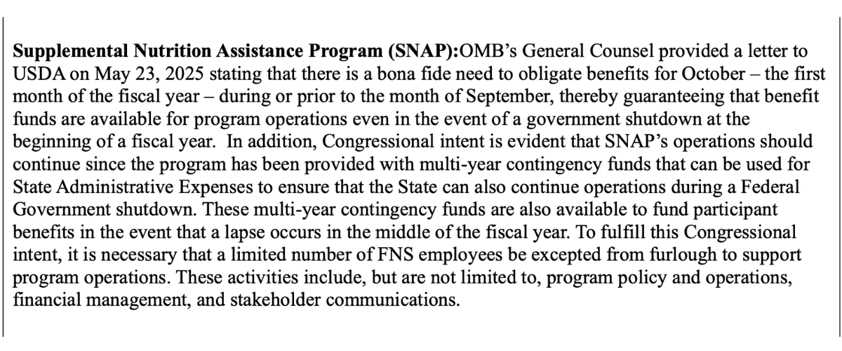 Let’s be clear: the administration is choosing not to tap emergency funds available to provide critical food assistance for families in need.

Their own shutdown plan — which they recently deleted — confirmed they could. Read it for yourself: