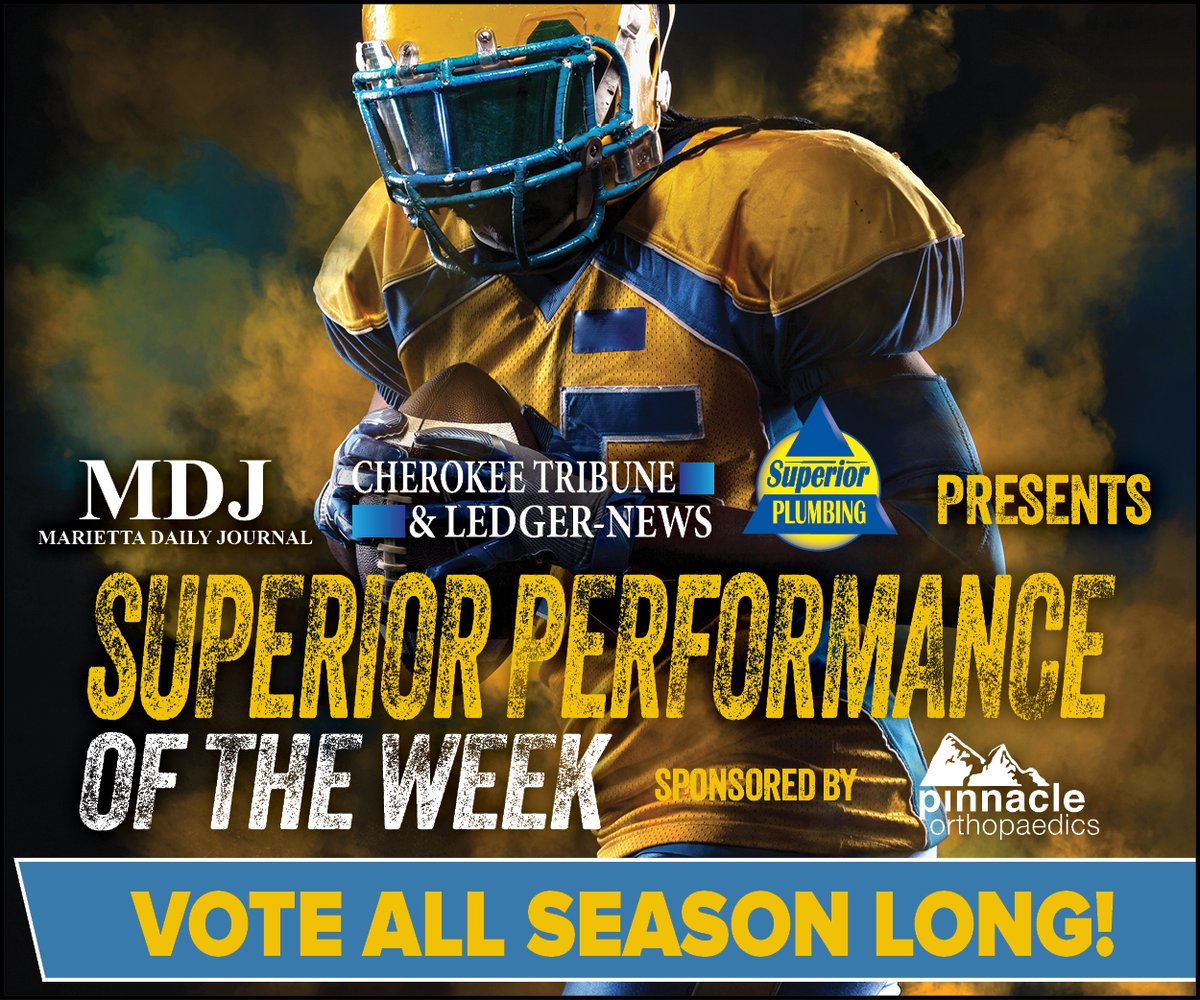 CobbFballFri's tweet photo. 🏈 Who had the Superior Performance in Week 11? Vote now for the MDJ Superior Performance of the Week, presented by Superior Plumbing!! 💪
🗳 Voting closes Tues @ 5 PM!
👉 Cast your vote here: https://t.co/PLfqQ2jLgZ
#Kell #Harrison #NorthCobb #Marietta #Sprayberry https://t.co/Pt2Rvut4mp