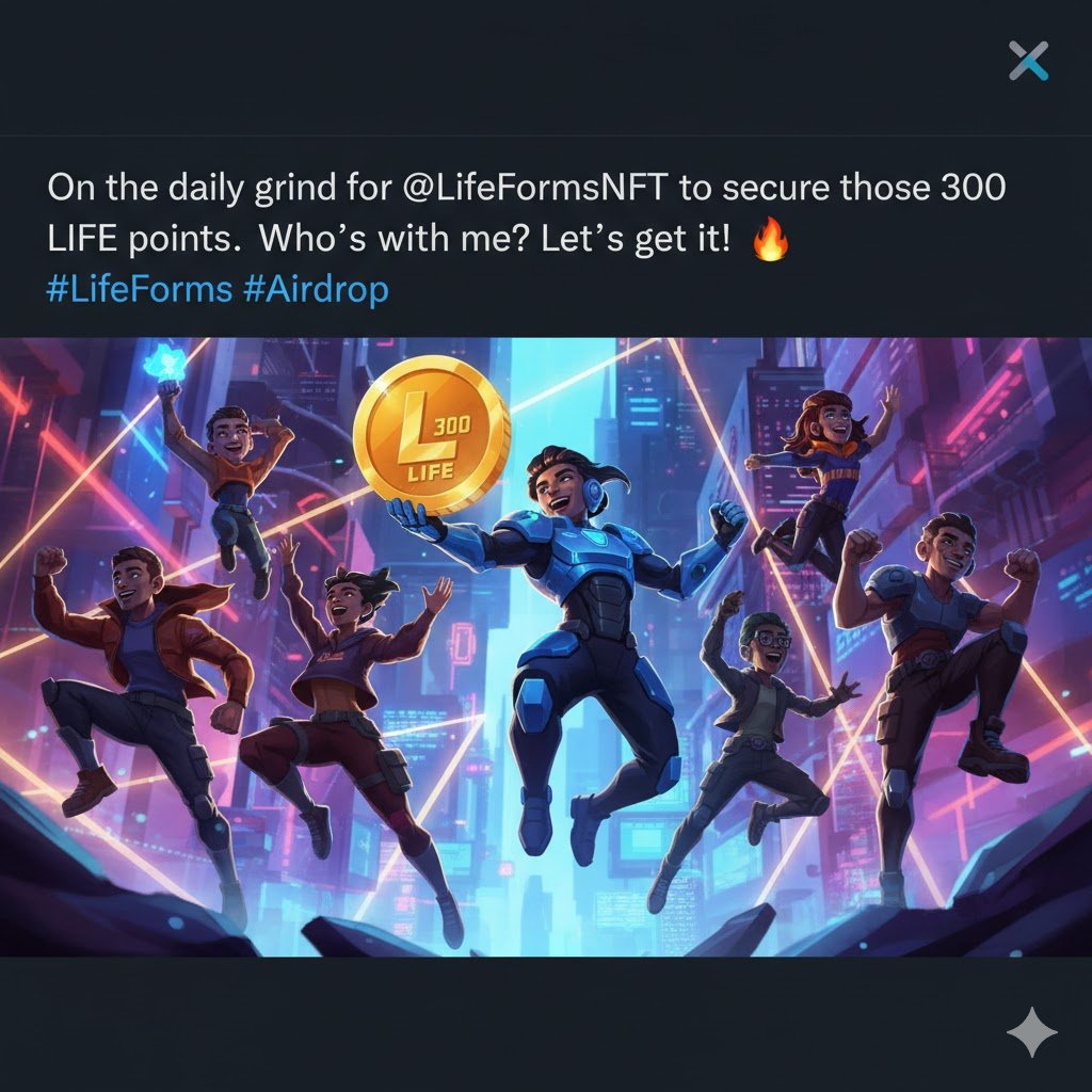 0xsanrebel's tweet image. On the daily grind for @LifeFormsNFT to secure those 300 LIFE points. Who's with me? Let's get it! 🔥 #LifeForms #Airdrop