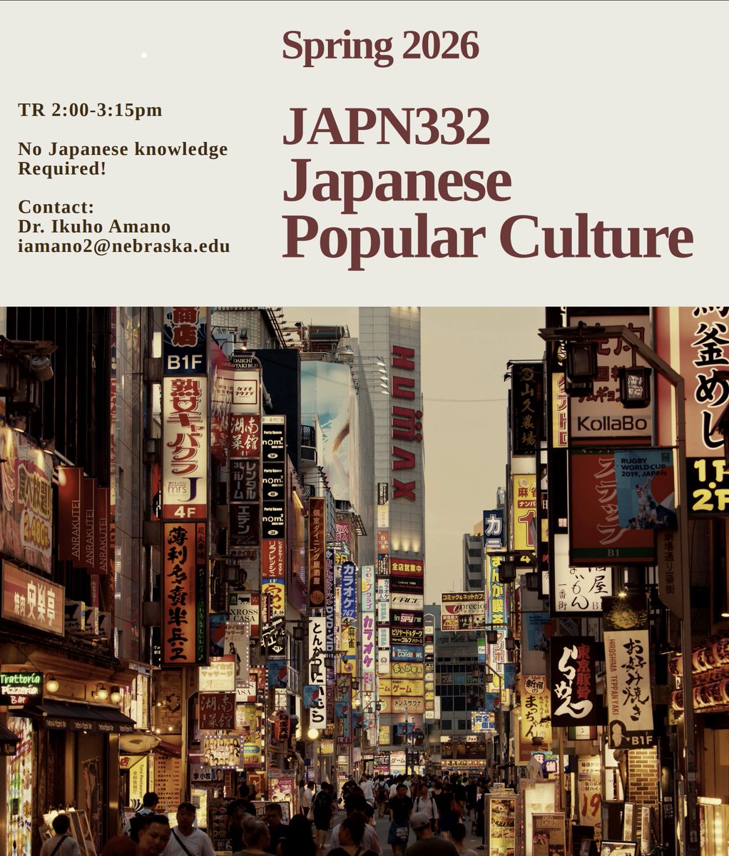🎌 Love anime, manga, J-pop?
Explore the dynamic world of Japanese Popular Culture this Spring 2026!
🗓 Tuesdays &amp; Thursdays | 2:00–3:15 PM
📍 No knowledge of Japanese required!
✅ 3 credits
📌 Counts toward the Japanese Studies and Asian Studies minors