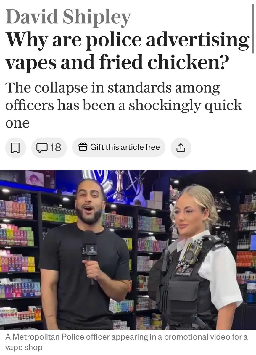 elfbar elfa kaufen Why are the police advertising vapes and fried chicken? As I wrote this I  felt a furious sorrow at the state of Britain (Link below)