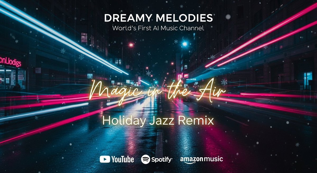 ✨ NEW MUSIC VIDEO IS HERE! ✨

Get swept away by "Magic in the Air (Holiday Jazz Remix)." > We blended holiday pop, dreamy synthwave, and smooth jazz for the ultimate modern Christmas vibe. Watch the cinematic visuals now!

🎥 youtu.be/wJWAKLPlDwU
#AIMusic #SynthwaveChristmas