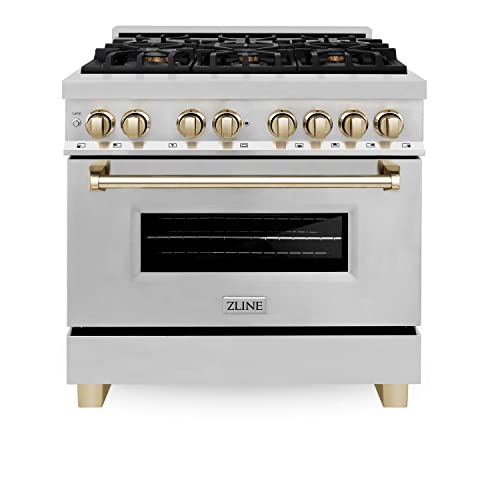 cooker9471's tweet image. ZLINE 36&quot; Dual Fuel Range with Gold Accents  - range-cooker-reviews.com/products/zline… #CookingCommunity