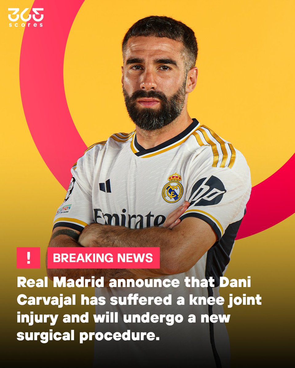 Real Madrid hit with a blow! 
Carvajal faces knee surgery🤕

He is expected to be out for two to three months ❌