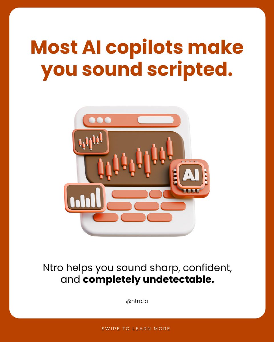 Ntro_io's tweet image. The Smarter Way to Interview with AI

Real-time prompts, confidence boosts, and smarter answers, meet ntro.io, your AI copilot for every interview.

Interview smarter with 

#Ntro #AIinterview #CareerTips #JobSearch #FutureOfWork