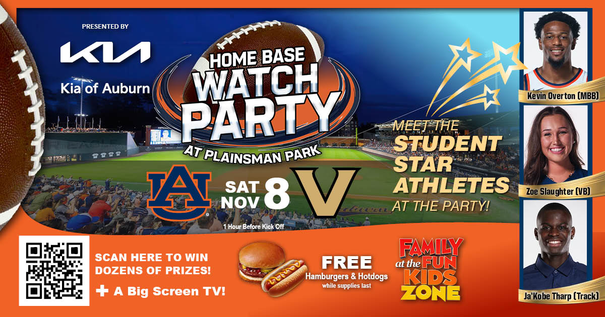SportsCallAU's tweet image. Come on out to a Home Base Watch Party at Plainsman Park presented by Kia of Auburn! Visit the link below to register for giveaways and food!

t.ly/1TN3b