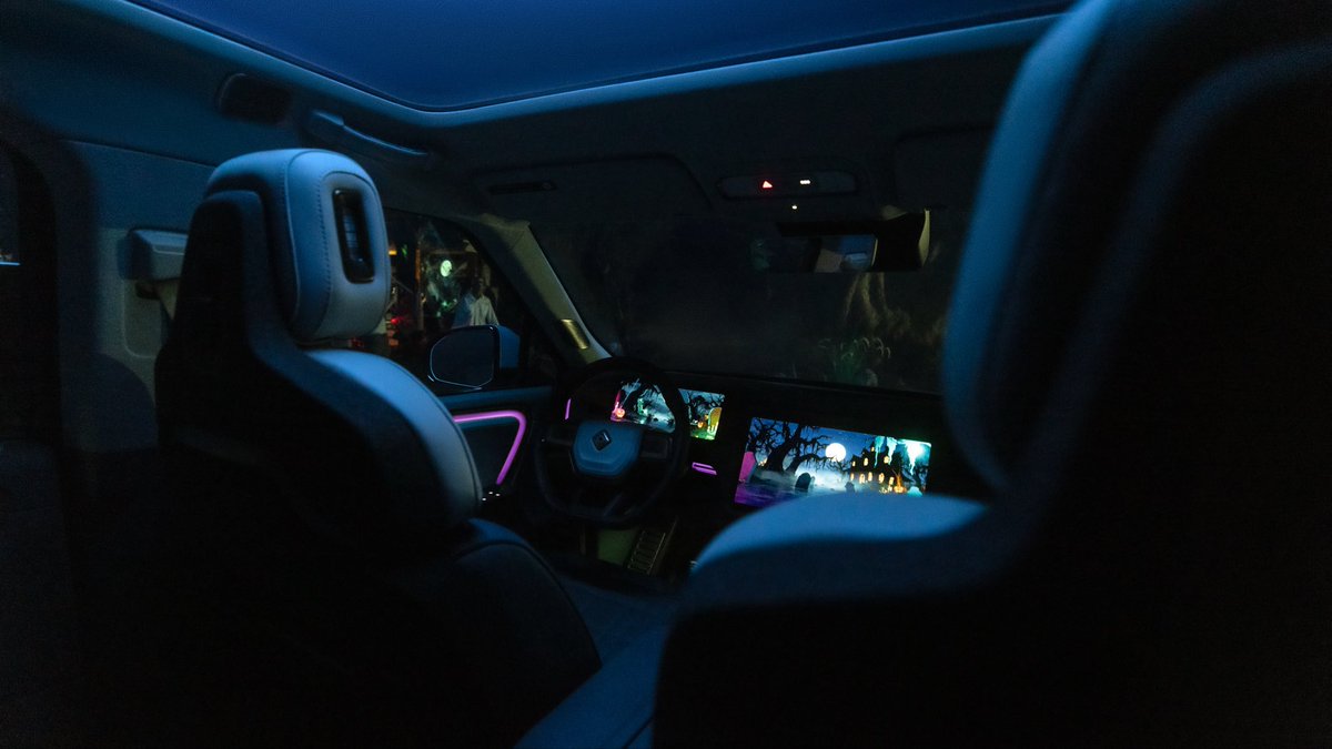 Rivian's tweet image. It’s no trick — software-defined design means over-the-air transformations are a specialty. Brave the Spooky Swamp this Halloween? Tell us your favorite part in the comments.

rivn.co/OTA38