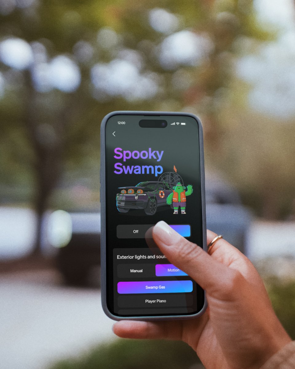 Rivian's tweet image. It’s no trick — software-defined design means over-the-air transformations are a specialty. Brave the Spooky Swamp this Halloween? Tell us your favorite part in the comments.

rivn.co/OTA38