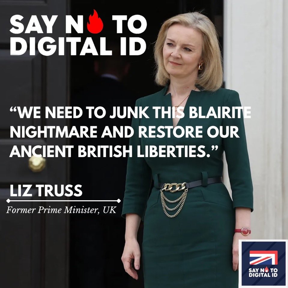 🚨EXCLUSIVE: “The state is misusing its power to arrest people for speaking out against the woke online. How much worse could it be: digital ID cards allowing them to monitor everything?

Let’s junk this Blairite nightmare and restore our ancient British liberties.”

- <a href="/trussliz/">Liz Truss</a>