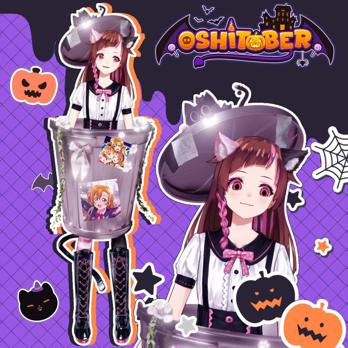 🎃 #Oshitober2025 🍬

Surprise! My costume this year is... Idol Trash! I am the ghost of LLSIF. My favorite rhythm game. I miss it so much.

In a few hours, Oshitober's first event shall begin. But first... Please help me pay respects to LLSIF. 

( costume credit . misaki-nya )