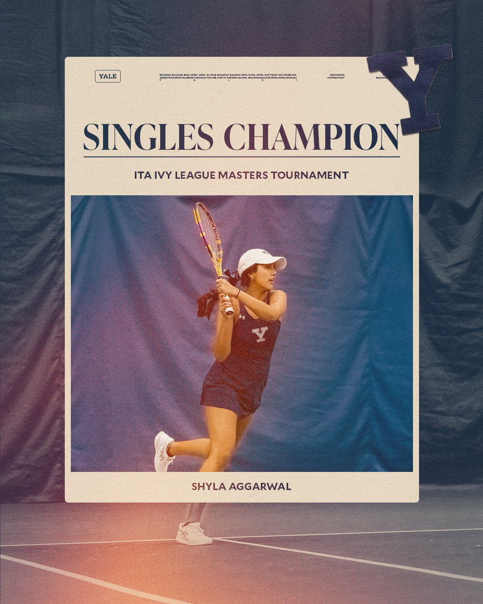 For the second straight year, Shyla Aggarwal captured the Singles Crown at the ITA Ivy League Masters Tournament!👑

With the win, she qualifies for the ITA Conference Masters Championship in San Diego!

#ThisIsYale