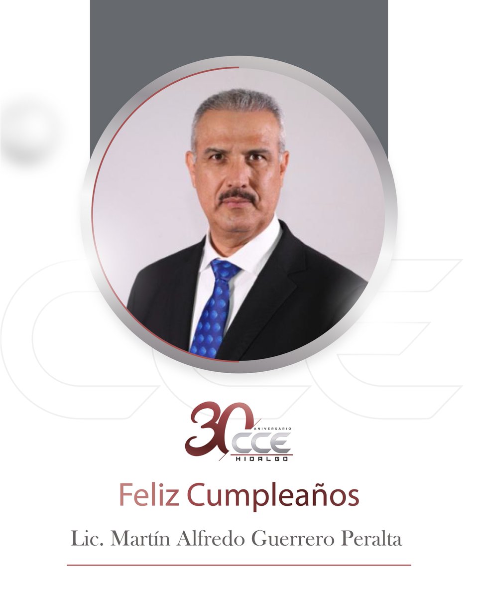 Es un honor felicitarle en su cumpleaños al Lic. Martín Alfredo Guerrero Peralta. Que este día sea el inicio de un año lleno de nuevas oportunidades, felicidad y grandes satisfacciones. ¡Felicidades!