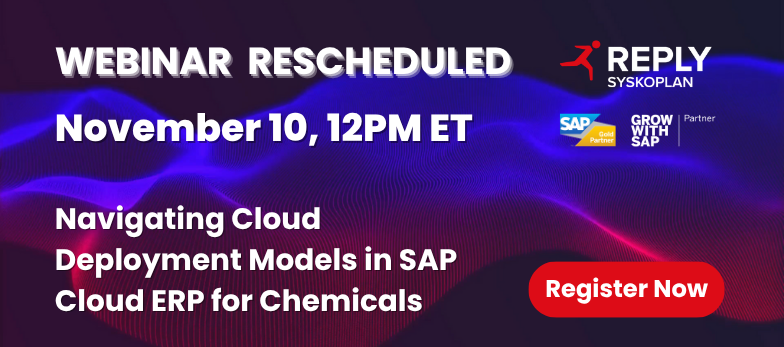 Our webinar has been rescheduled to November 10 at 12 PM ET!  Join Reply and <a href="/SAP/">SAP</a> for an industry-focused session for #Chemical companies on accelerating your Cloud ERP journey.  👉 Register now: events.teams.microsoft.com/event/aa0478d5…

#SAP #CloudERP #S4HANA #BusinessSuite