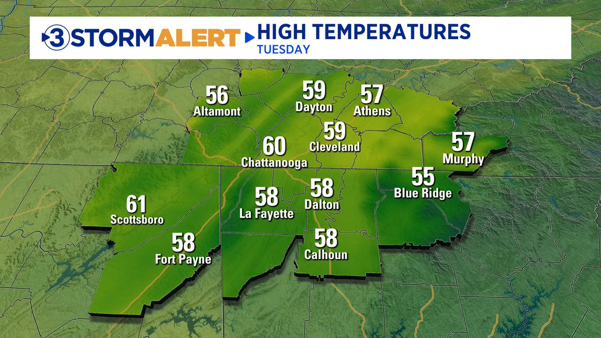 Showers ending tonight.  Cloudy, cool Tuesday.  Rainy Wednesday.  Cool, dry Thursday through the weekend.  <a href="/DavidKarnes3/">David Karnes</a>