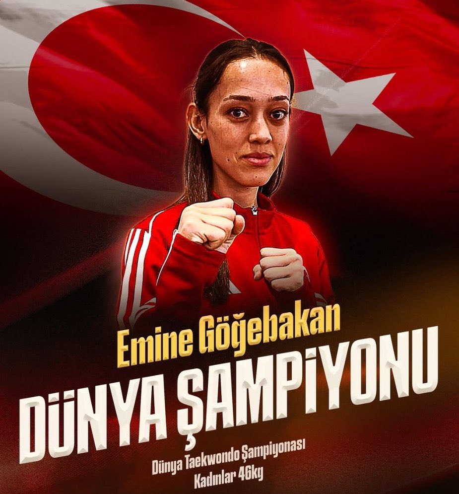 Milli tekvandocumuz Emine Göğebakan, dünya şampiyonu oldu. 🇹🇷 🥇