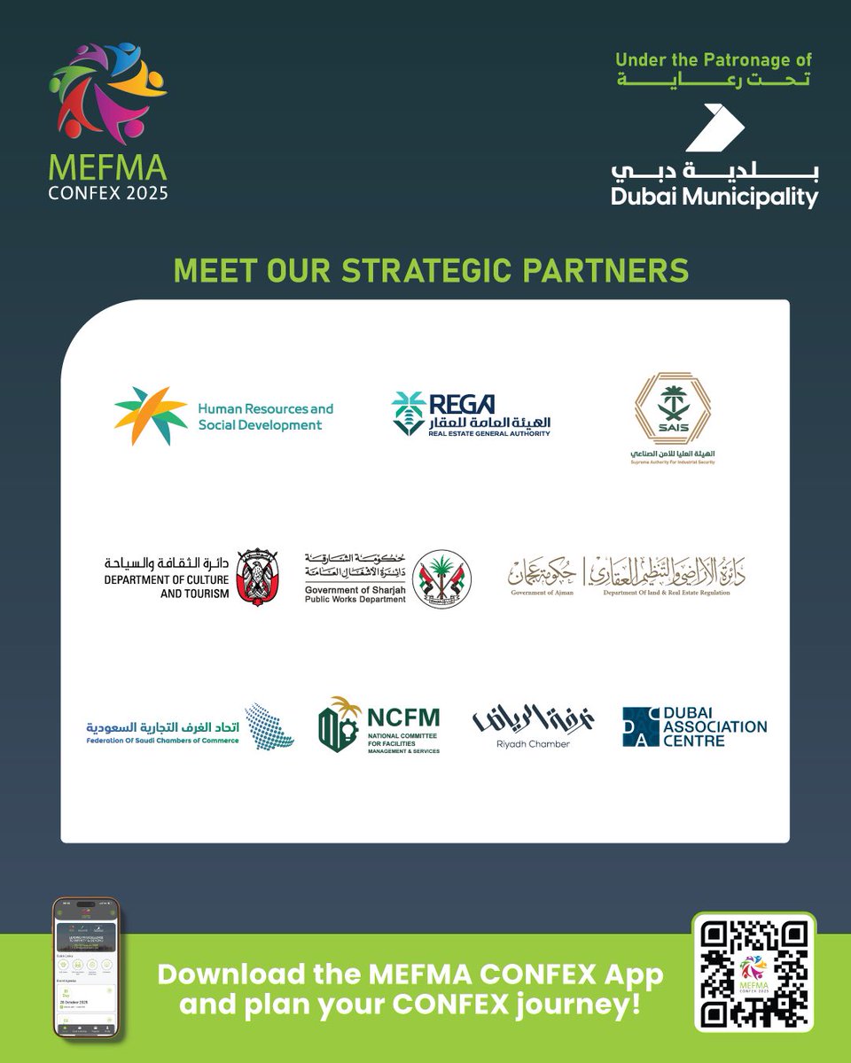 MEFMA's tweet image. 🤝 We’re proud to announce our partners for MEFMA CONFEX 2025!
Together, we’re shaping the region’s leading FM event — bringing collaboration, innovation, and excellence to the forefront of the industry.

#MEFMACONFEX2025 #FacilitiesManagement #FMCommunity #FMInnovation…