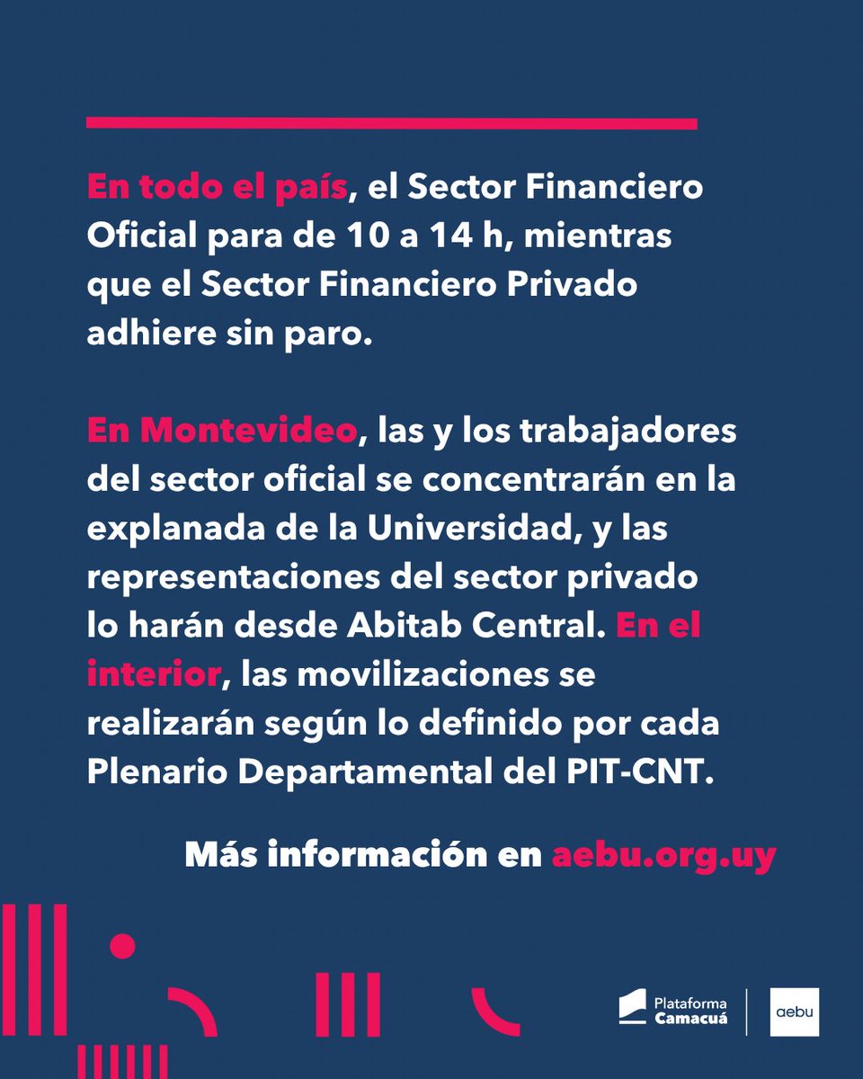 Aebu_Uruguay's tweet photo. 🔵 Paro del 29 de octubre

#AEBU adhiere al paro general parcial convocado por el @PITCNT1  bajo la consigna “El pueblo primero. ¡Es tiempo de cumplir! Por trabajo, salario y presupuesto.” ✊ https://t.co/UIWgVihIMl