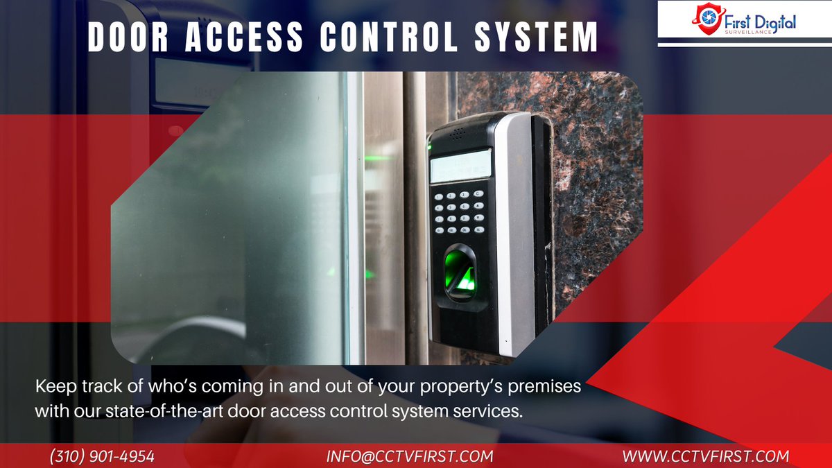 cctv1st's tweet image. 🚪 Take control of your property access in Los Angeles!
Smart Door Access Systems with key cards, fobs &amp;amp; PIN entry. Installed by First Digital Surveillance.

📞 (310) 901-4954
✉️ info@cctvfirst.com

🌐 cctvinstallation-losangeles.com/door-access-co…

 #SecuritySystems #CCTVInstallation #HomeSecurity