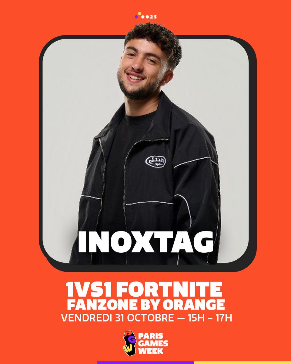 ParisGamesWeek's tweet image. 🚨PLAY WITH INOXTAG

Rendez-vous le Vendredi 31/10 de 15h à 17h sur la FANZONE by Orange pour affronter Inoxtag dans un 1vs1 épique sur Fortnite !