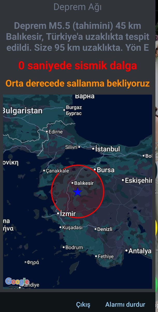 Geçmiş Olsun Kalkım Çanakkale Hissedildi Deprem Ağı Uygulaması #Deprem