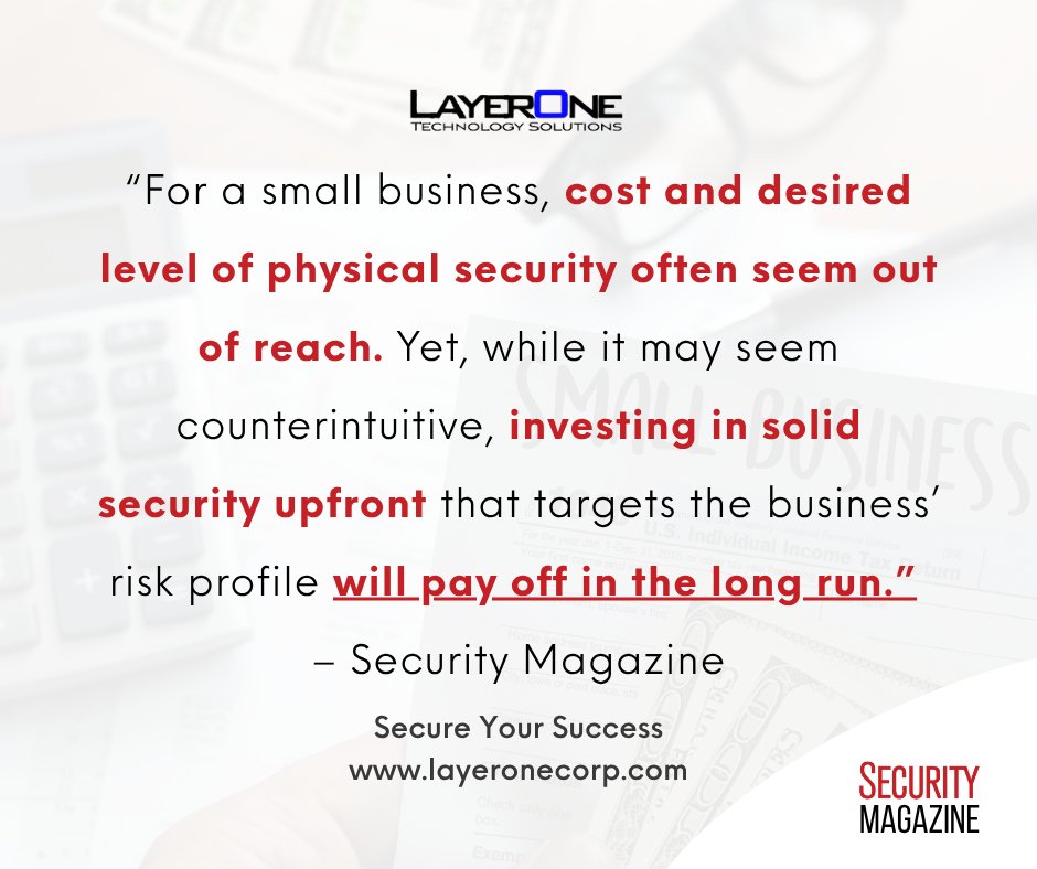 LayerOneCorp's tweet image. Truth. @securitymag 

@virginiasbdc @wsbdc @SBAmidatlantic 
#SmallBusinessSecurity #DMV #AlarmDotCom #LayerOneReady @AlarmDotCom