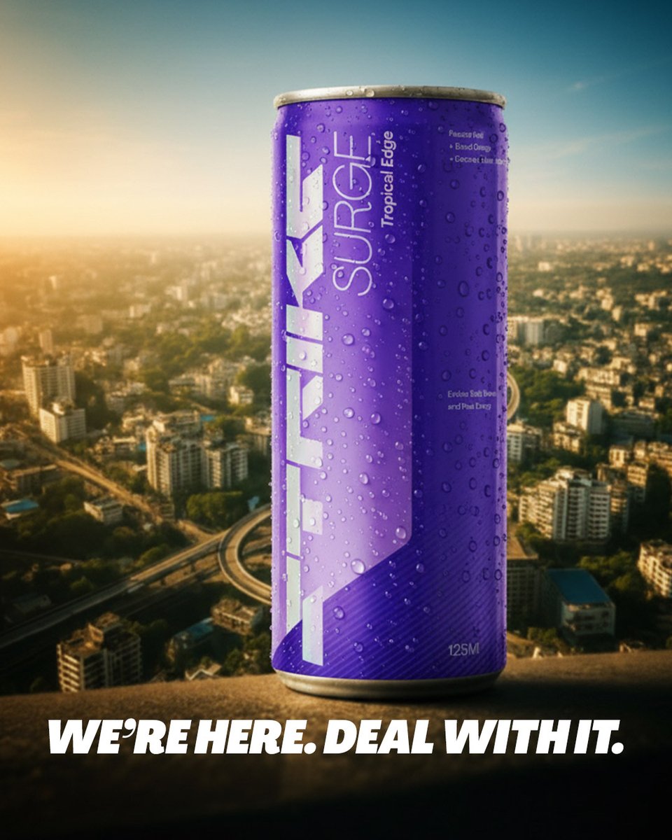 StrikeEnergyCom's tweet image. Surge, for that tropical edge in every sip. A strikers fuel. Deal with it.

#StrikeEnergy #Strike #FuelYourPlay #Striker #BoldEnergy