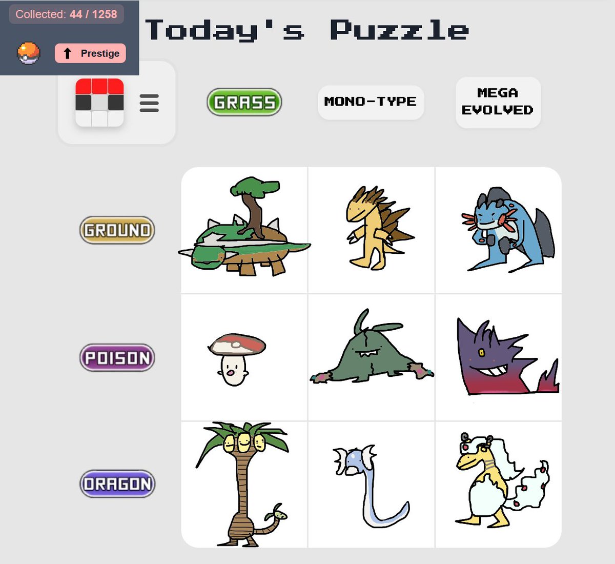 I could have more of the dex completed but any time Alolan Exeggutor is a valid answer, I am legally obligated to put it in